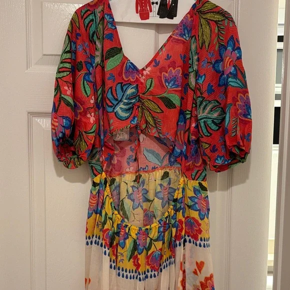 Johnny Was Red and Blue Floral Maxi Dress Brand New - Picture 8 of 8